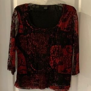 Kiara black and red lace top